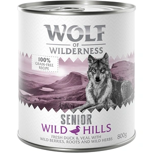 6x800g Senior Wild Hills canard, veau Wolf of Wilderness - Pâtée pour chien pas cher