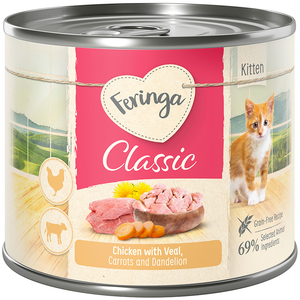 6x200g Feringa Kitten poulet, veau - Pâtée pour chaton pas cher