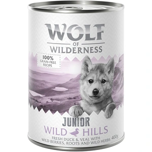 6x400g Wild Hills Junior Little Wolf of Wilderness canard, veau - Pâtée pour chiotVendu parzooplus-be