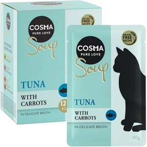 12x40g Cosma Soup thon, carotte - Pâtée pour chat pas cher