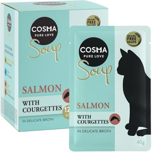 12x40g Cosma Soup saumon, courgette - Pâtée pour chat pas cher