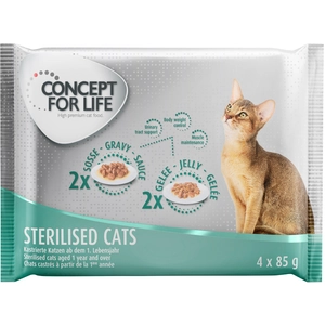 4x85g Sterilised Concept for Life nourriture humide pour chat pas cher