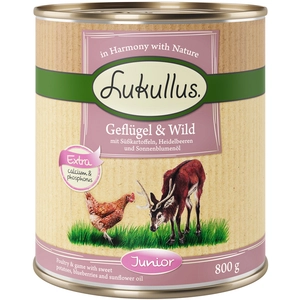 Lukullus Junior 6 x 800 g pour chiot - volaille, gibier pas cher
