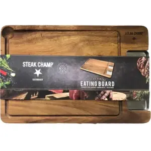 Planche à découper STEAK CHAMP à découper bois d'acacia pas cher