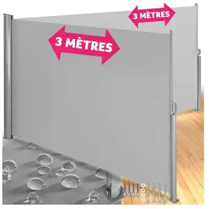 Comparateur de prix : TECTAKE Brise Vue Rétractable de Balcon Jardin Terrasse Occultant Double en PVC et Aluminium 6 m x 16 m - Gris