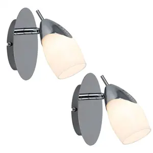 ETC-SHOP Lot de 2 appliques led, spots muraux, orientables, métal, peint argent, verre satiné, G9 3 watts, 210 lumens, couloir, salon, escalier pas cher
