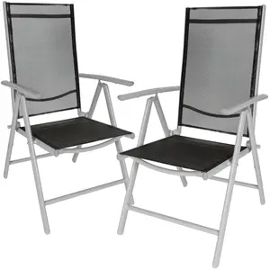 tectake® - 2x aluminium tuinstoel - Standenstoel - Verstelbare rugleuning - zilver- 401631 pas cher