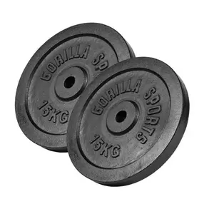 Comparateur de prix : Gorilla Sports Halterschijven Zwart - 2 x 15 kg - Gietijzer - 31 mm - Gewicht - Set