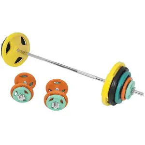 Comparateur de prix : Gorilla Sports Halterset 100 kg - Gripper Gietijzer rubber coating - Schroefsluiting