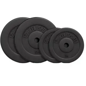 GORILLA SPORTS Lot de disques en plastique 30kg (2 x 5kg + 2 x 10kg), diamètre d'alésage 31 mm pas cher