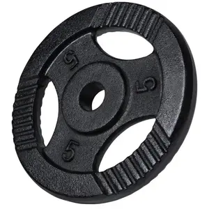 Gorilla Sports Gewichtsschijf - Halterschijf - 5 kg - Gripper Gietijzer zwart - 30 mm pas cher