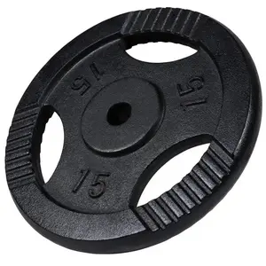 Gorilla Sports® Disques de Poids - 15 kg, Ø 30/31mm, Fonte, Argent/No... pas cher