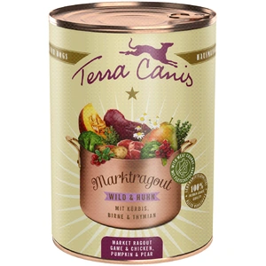 6x 385g Terra Canis ragoût de marché gibier & poulet à la citrouille, poire & thym nourriture pour chien humide pas cher