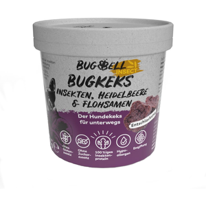 150 g BugBell BugKeks insectes, myrtille et psyllium friandises pour chien pas cher