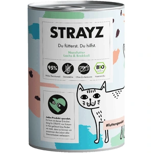 6x 400g STRAYZ BIO saumon bio & brocoli nourriture pour chat humide pas cher
