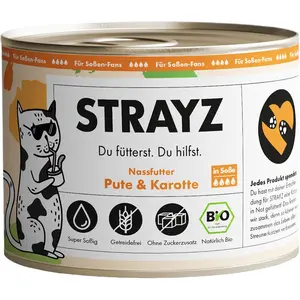 STRAYZ BIO 6 x 200 g pour chat dinde bio & carotte bio en sauce pas cher