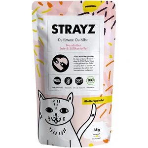 6x 85g STRAYZ BIO Pouch canard bio & patate douce nourriture pour chat humide pas cher