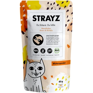 6x 85g STRAYZ BIO Pouch oie bio & citrouille bio nourriture pour chat humide pas cher