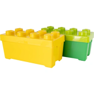 LEGO 2 Boîtes de Rangement Moyennes Vertes + Jaunes avec Couvercle Emp... pas cher