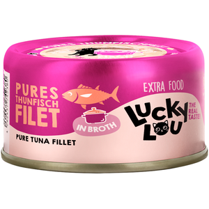 12 x 70 g Lucky Lou Extra Food Filet au bouillon au filet de thon, nourriture humide pour chats pas cher