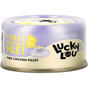 12 x 70 g Lucky Lou Extra Food Filet au bouillon au filet de poulet, nourriture humide pour chats pas cher