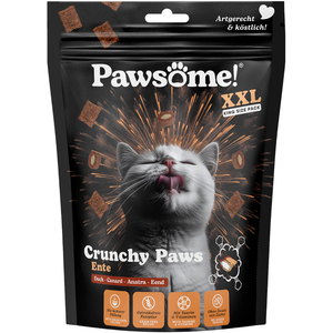 Lot économique : 3x150g Pawsome Crunchy Paws canard friandises pour chats pas cher