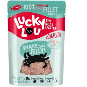 12x70g Extra Food filet de thon en gelée Lucky Lou nourriture humide pour chat pas cher