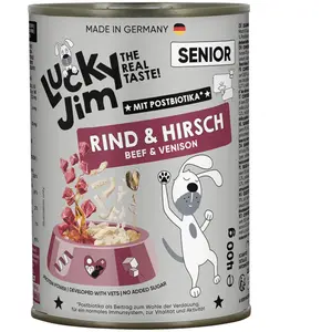 6x400g Lucky Jim Senior boeuf & cerf nourriture pour chiens humide pas cher