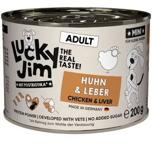 6x200g Lucky Jim MINI Adult poulet & foie nourriture pour chiens humide pas cher
