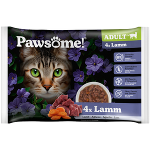 4x85g Pawsome Adult Cat avec agneau nourriture pour chats humide pas cher