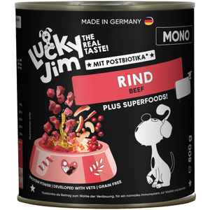 6x800 g de nourriture pour chiens Lucky Jim Mono boeuf humide pas cher
