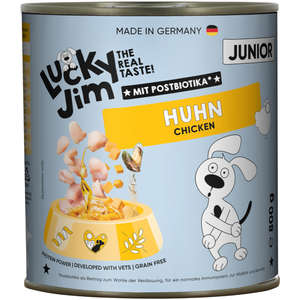 6x800g Lucky Jim Junior poulet nourriture pour chiens humide pas cher