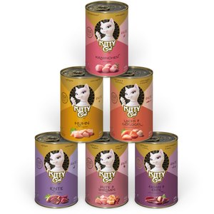 Comparateur de prix : Soul Pet KITTY Cat Paté Mix 3, 6 x 400 g, nourriture humide pour chat dans un paquet d'essai, sans céréales, avec taurine, huile de saumon et moule à lèvres vertes, aliment complet à haute teneur en viande,