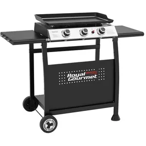 Plancha Gaz sur Chariot - Royal Gourmet - 3 Brûleurs - Plaque Amovible de Surface Cuisson 62 x 35,5 cm