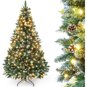 yorbay Kunstkerstboom met LED-verlichting   180 cm   Met Sneeuwlook & ... pas cher