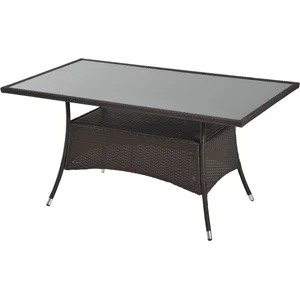 Outsunny Polyrotan tuintafel glazen tafel eettafel tuinmeubelen tafel metaal 150 x 85 x 74 cm 861-009BN pas cher