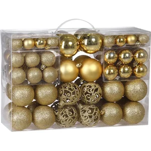 Deuba Lot de 100 boules de Noël en plastique robuste Décoration de Noël intérieur extérieur Décoration pour sapin or pas cher