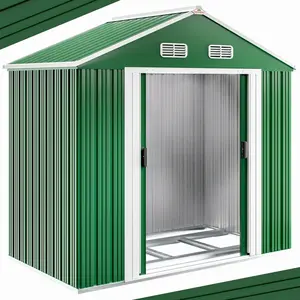 Deuba Gardebruk Metalen Tuinhuis - 1,8m² Fundering Schuifdeuren - Groen pas cher
