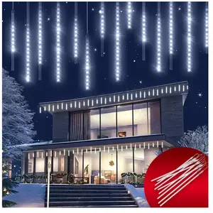 Comparateur de prix : monzana Guirlande lumineuse LED blanc 8,6 m 480 LED effet pluie de météorites gouttes diamants stalactite IP 44 intérieur extérieur Noël