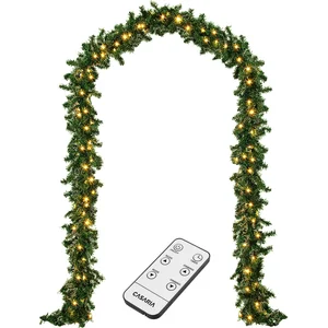 Casaria Kerstguirlande - 5m 100 LED´s-Dennennaalden Groen   Warm wit pas cher