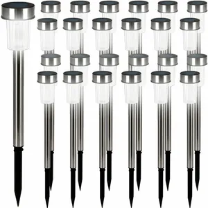 monzana® 24x Lampe solaire LED inox clairage extérieur jardin pas cher