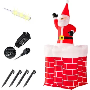 Deuba Monzana Opblaasbare LED Kerstman - 152cm   Springt uit de Schoorsteen pas cher
