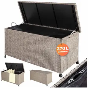 Casaria Opbergkist Weerbestendig 122x56x61cm 420L - Crème pas cher