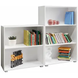 Comparateur de prix : Deuba Set d'étagères bibliothèque blanc VELA Meuble de rangement 2 niveaux 3 niveaux pour salon bureau chambre