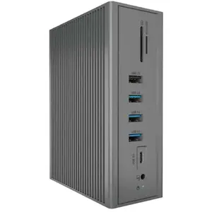 Icy Box IB-DK2262AC (USB-C), Station d’accueil + hub USB, Gris