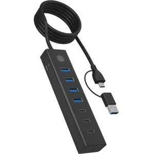ICY BOX IB-HUB1737-C3 61065 USB-hub Zwart pas cher