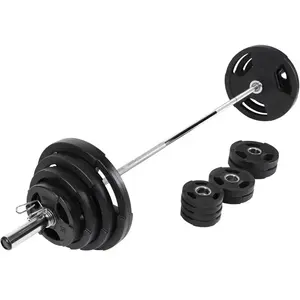 GORILLA SPORTS Set d'haltère long Olympique de 130 kg - Pour haltérophilie pas cher