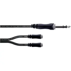 Cordial 14886 Jackplug Audio Y-adapter [1x Jackplug male 6,3 mm (stereo) - 2x Jackplug female 3,5 mm] 0.30 m Zwart PVC- pas cher