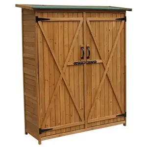 WILTEC Armoire de jardin 2 portes 1400x500x1620 mm Bois d’épicéa Toit ...
