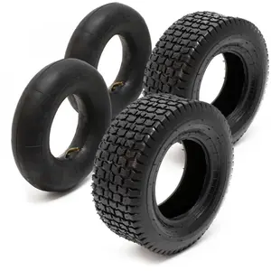 WILTEC Lot 2x Pneus 2x Chambres air Tondeuse autoportée 18x8.50-8 4PR Valve coudée Chariot Diable Brouette pas cher
